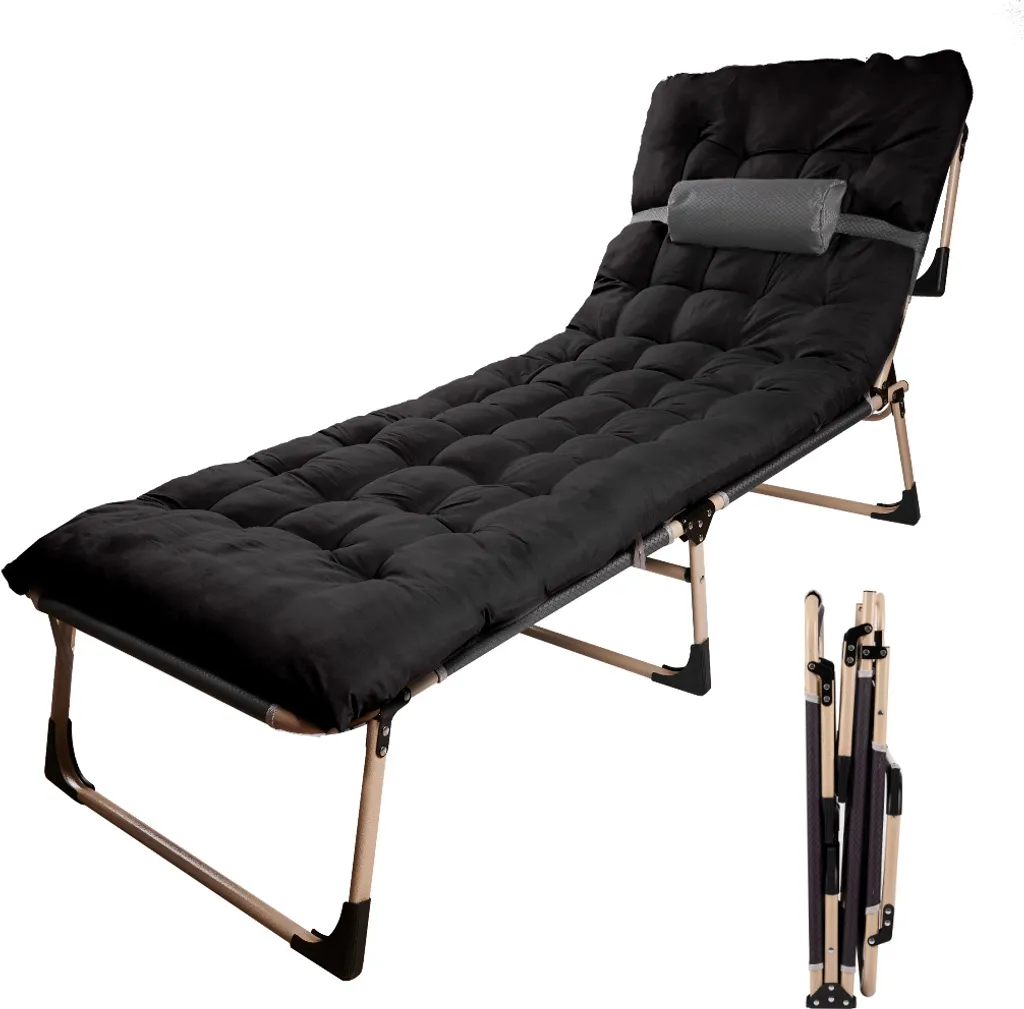 Lit de camp pour camping et invités - Lit pliant 198 cm Tourist noir