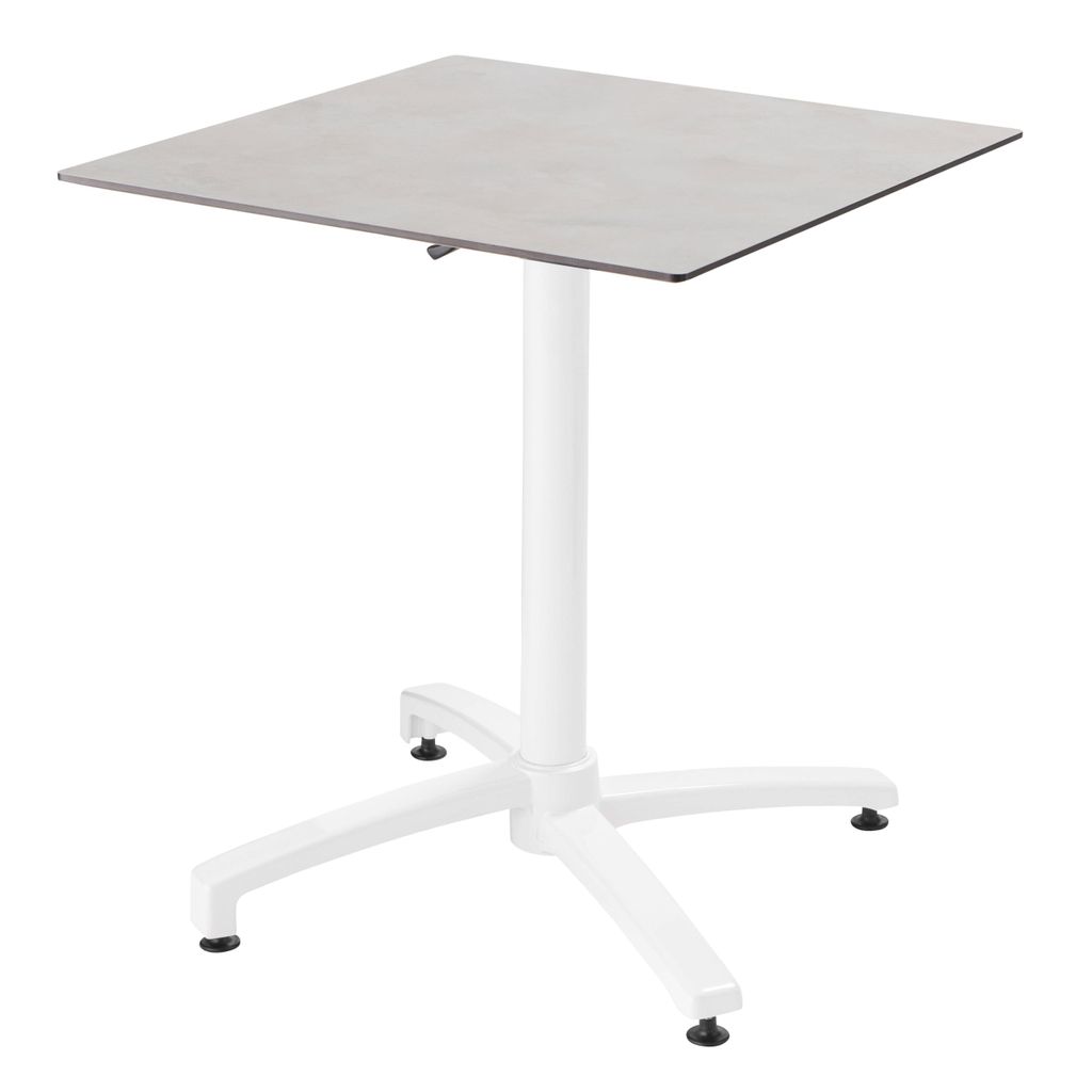 Quadratischer Gartentisch 70 x 70 cm neigbar hellgrau Produktbild 