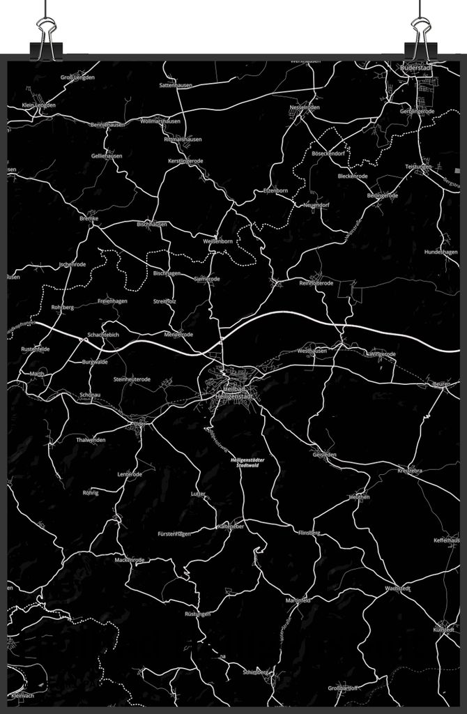 Mr. & Mrs. Panda Bild Heilbad Heiligenstadt DIN A3 - Geschenk, Kunstdruck, Stadt Dorf Karte Landkarte Map Stadtplan, Plakat, drucke, wanddeko, Wand...