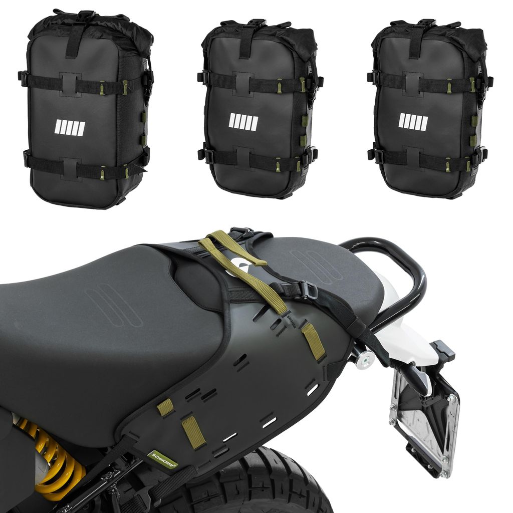 SCHNORR BagHub + Seitentaschen 3er-Set 24 L Motorrad Softbags - kompatibel mit Ducati DesertX