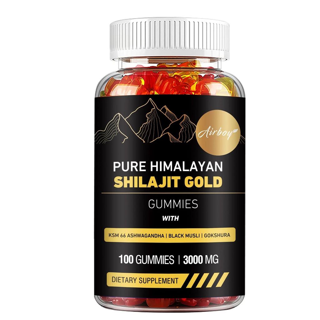 Pure Himalayan Shilajit Gold Gummies (100 Gummibärchen) Ashwagandha, Tribulus Terrestris, Männergesundheit, Energie, Ausdauer, Immunsystem