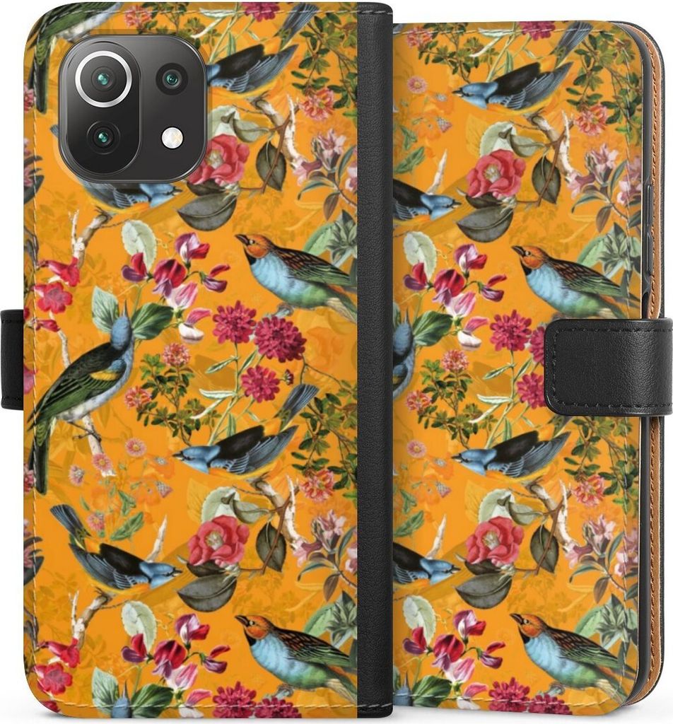 DeinDesign Klapphülle für Xiaomi Mi 11 Lite Handytasche Lederhülle Tasche Blumen Dschungel Vogel