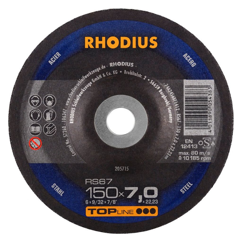 Rhodius Schleifscheibe RS 67 150x7,0x22,23mm Stahl Topline - 205715