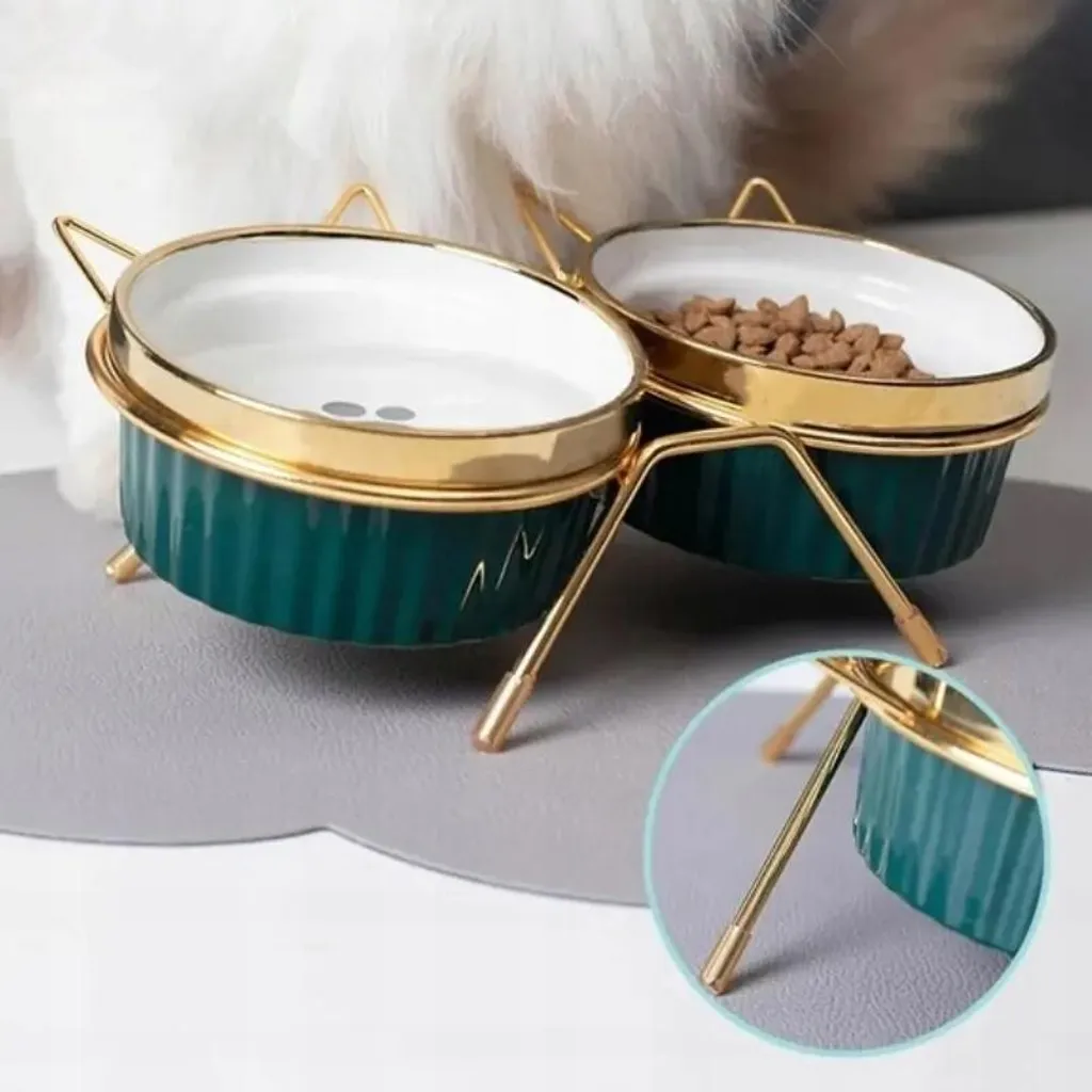 Double tape céramique chien/chat 2x300ml - Support gamelle stable - 7