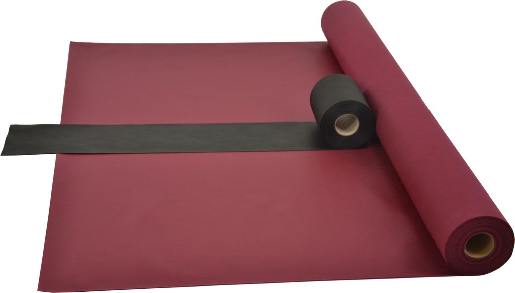 Sensalux Kombi-Set 1 Tischdeckenrolle 1,5m x 25m bordeaux + Tischläufer 15cm schwarz