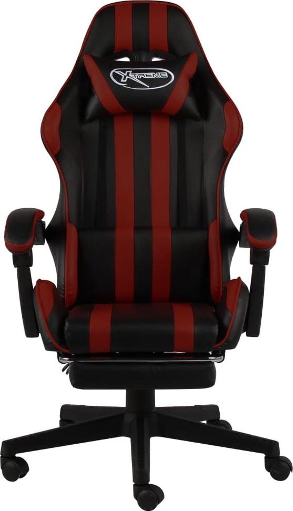 vidaXL Gaming-Stuhl mit Fußstütze Schwarz und Weinrot Kunstleder
