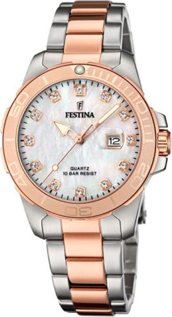 Festina Damen Analog Quarz Uhr mit Edelstahl Armband F20505/1