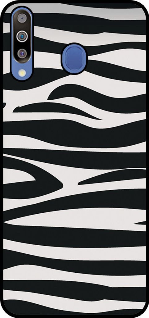 Smartphonica Handytasche geeignet für Samsung Galaxy M30 mit Zebradruck - TPU zurück Abdeckung Fall Zebra-Design - Schwarz Weiß