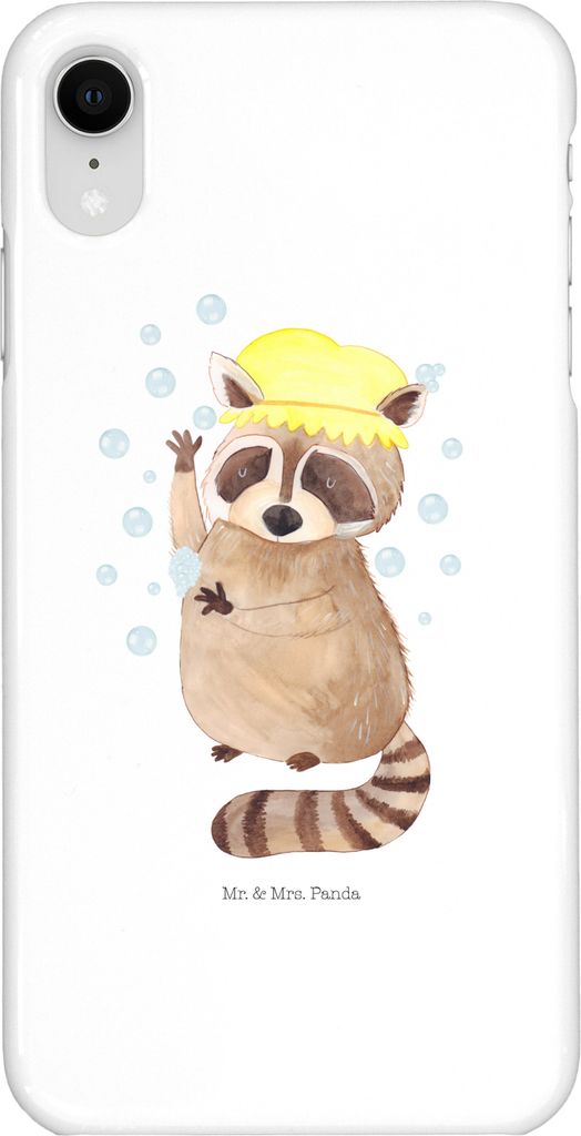 Mr. & Mrs. Panda Iphone XR Handyhülle Waschbär - Weiß - Geschenk, Lustige Sprüche, Premium Kunststoff, Tagträumen, Handy Case, Seifenblasen, W...