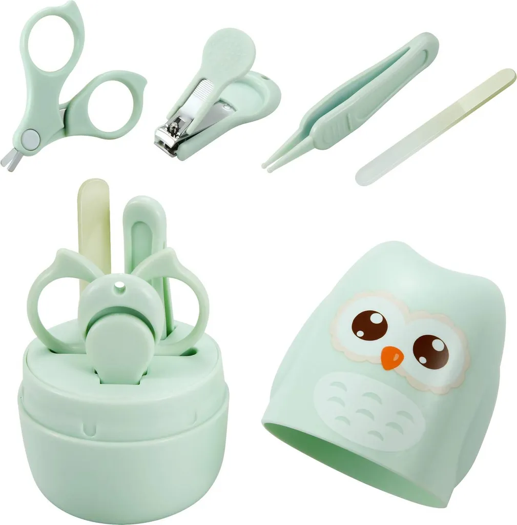 Kit de soins ongles bébé contre les griffures - Set 4 en 1 vert complet