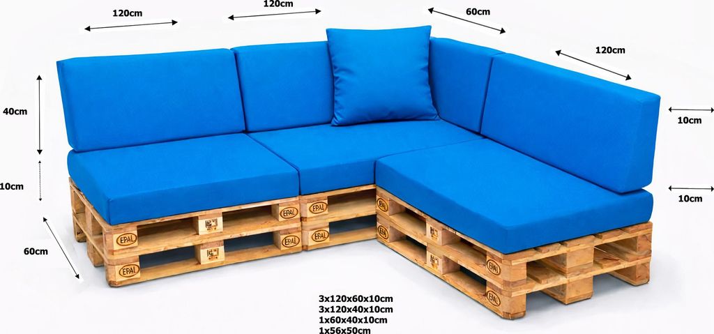 Setgarden Large Palettenkissen 8er Set Outdoor 120x60x10cm Produktbild 