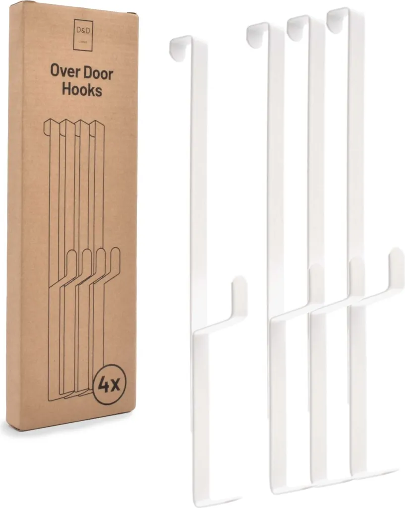 Patère de porte blanche D&D Living, crochets de suspension fins 16 mm