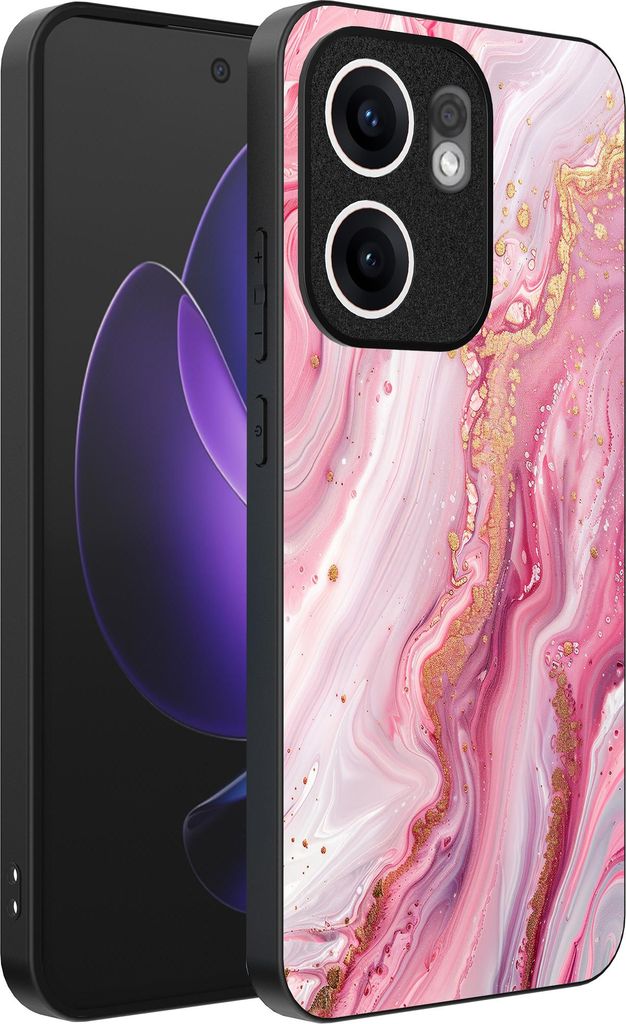 Smartphonica Telefon Fall geeignet für Oppo Reno 13F mit Marmor-Druck - TPU zurück Abdeckung Fall Marmor-Design - Pink