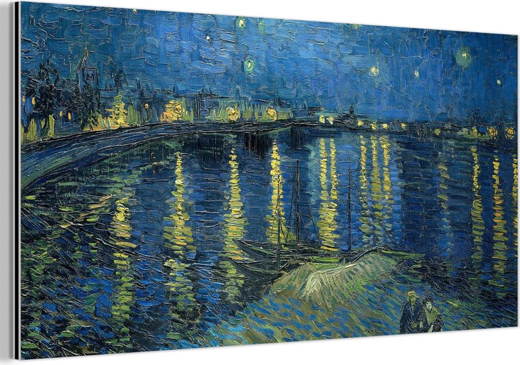 MuchoWow Wanddekoration Metall Metallbild Wandkunst 80x40 cm Die sternenklare Nacht - Vincent van Gogh MuchoWow Aluminium Gemälde - Wanddekoration...