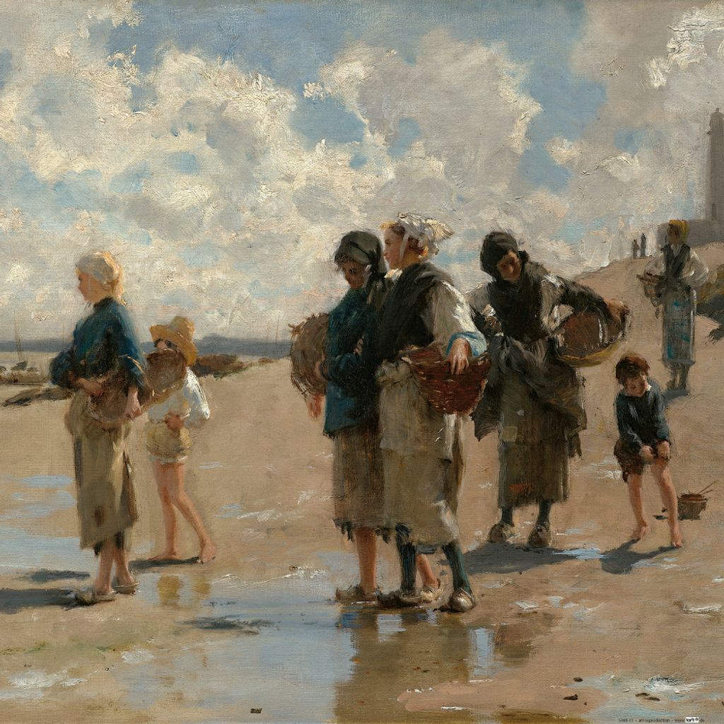 John Singer Sargent Kunstdruck Bild - Austernfischen In Cancale, 1878 (40 x 40 cm)