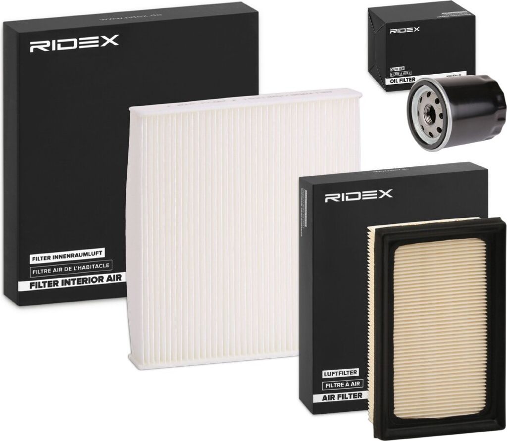RIDEX Filterset Inspektionspaket Filtersatz für VW Golf VII Schrägheck (5G1, BQ1, BE1, BE2) für FIAT PUNTO (188) für HYUNDAI i20 (PB, PBT) für...