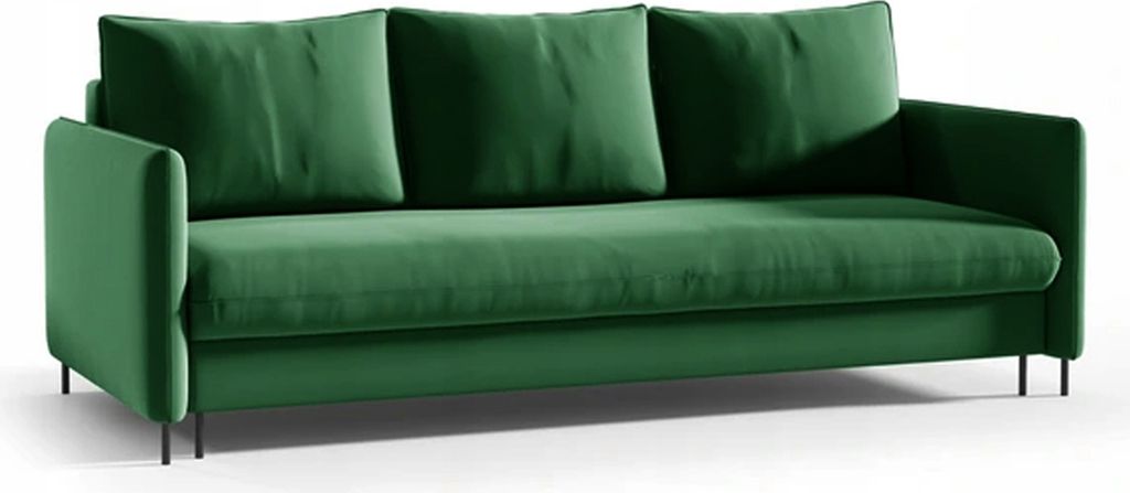 BETTSO Sofa Mit Schlaffunktion und Bettkasten Couch Sofa Federkern Polstersofa Wohnlandschaft mit Bettfunktion BELIS Grün Flaschengrün Dunkelgrün