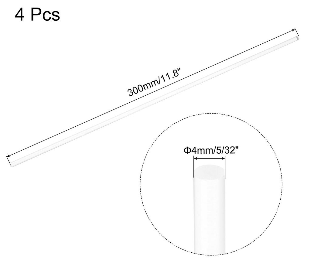4 Stš¹ck Acryl Kunststoff Rundstab 4mm x 300mm PMMA Acryl Kunststoff Stab Transparente Acryl St?be fš¹r DIY Handgefertigt Kunsthandwerk Beleuch...