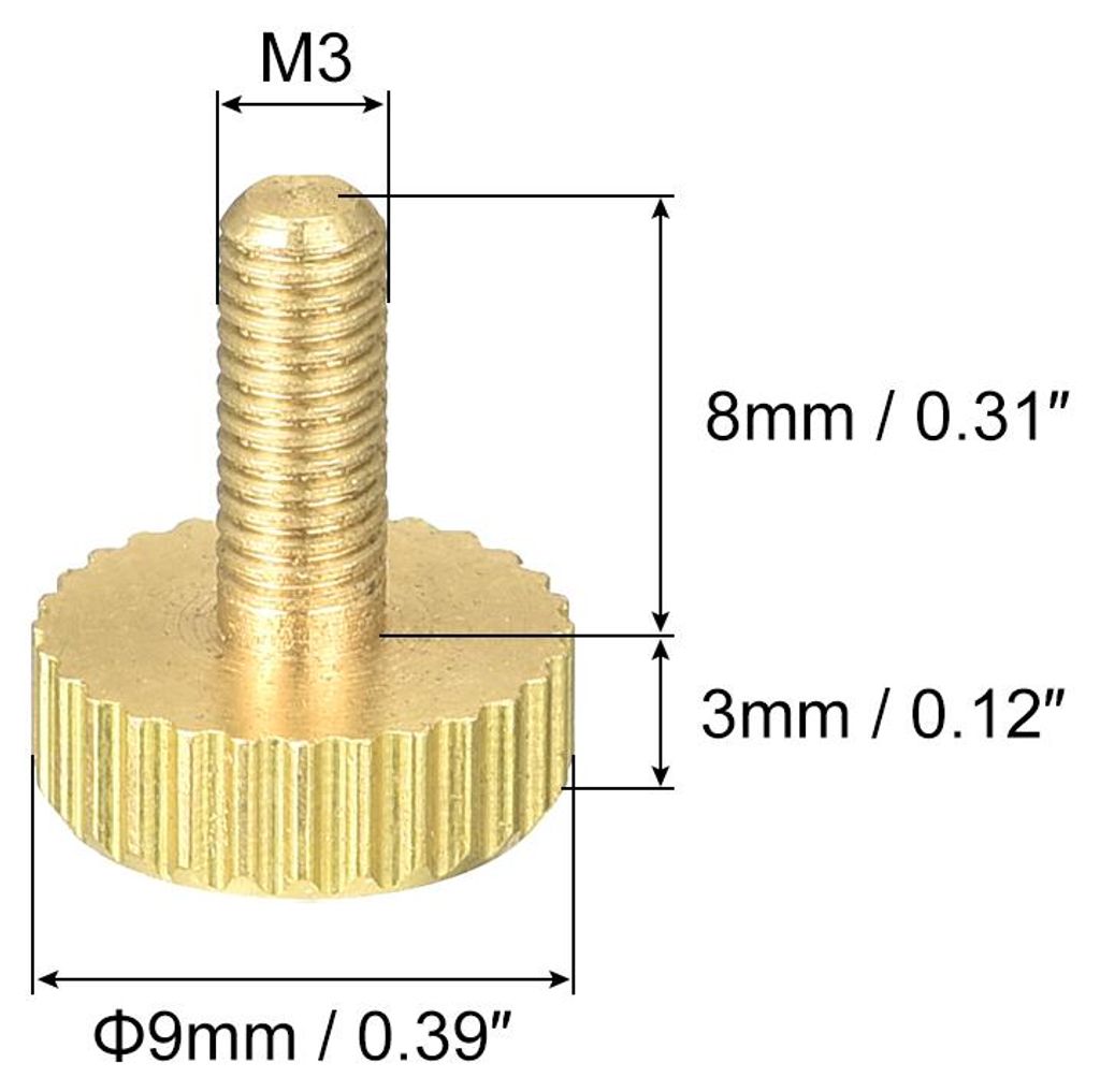 5Stk.R?ndelschrauben, M3x8mm Flachmessingschrauben Griffkn?pfe Befestigungselemente fš¹r PC, Elektronik, Mechanik