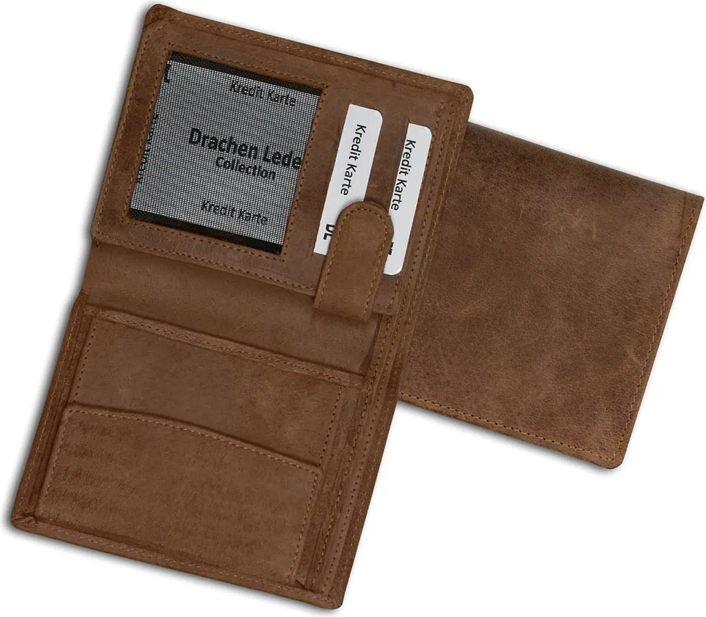 Portafoglio DrachenLeder OPS108N Marrone: Sicurezza RFID e Stile Uomo