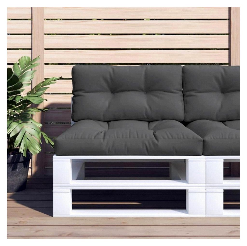 Palettenkissen 2-teilig. Anthrazit Stoff für den Außenbereich, Sitzkissen für Europaletten 80 x 80 x 12 cm