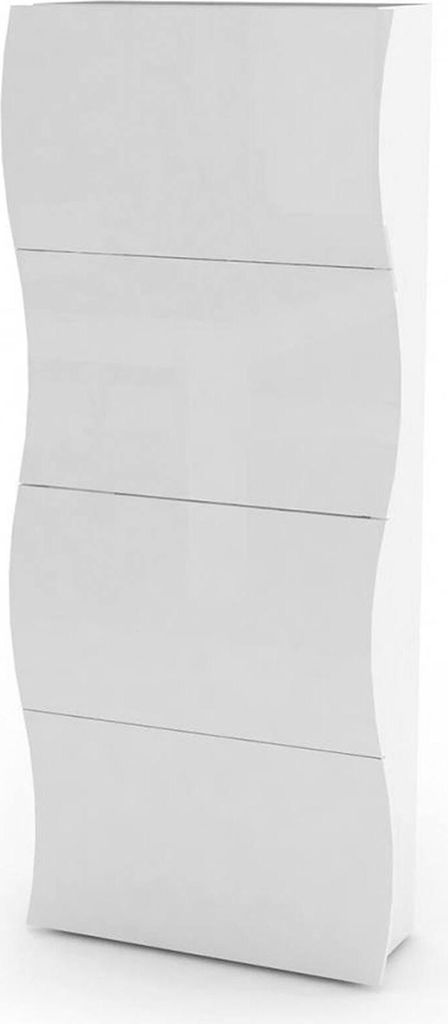 Schuhschrank Francesco, Mehrzweckschrank mit 4 Türen, Eingangsschuhregal, 100 % Italy, cm 71x27h162, glänzend weiß