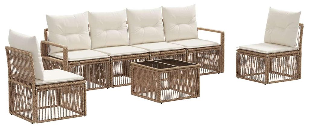 Gartensofa-set 7 pcs Beige Poly-Rattan