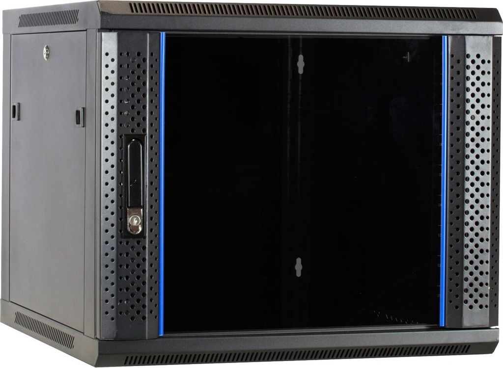 9 HE Serverschrank, 19” Wandgehäuse mit Glastür, nicht vormontiert (BxTxH) 600 x 600 x 501mm