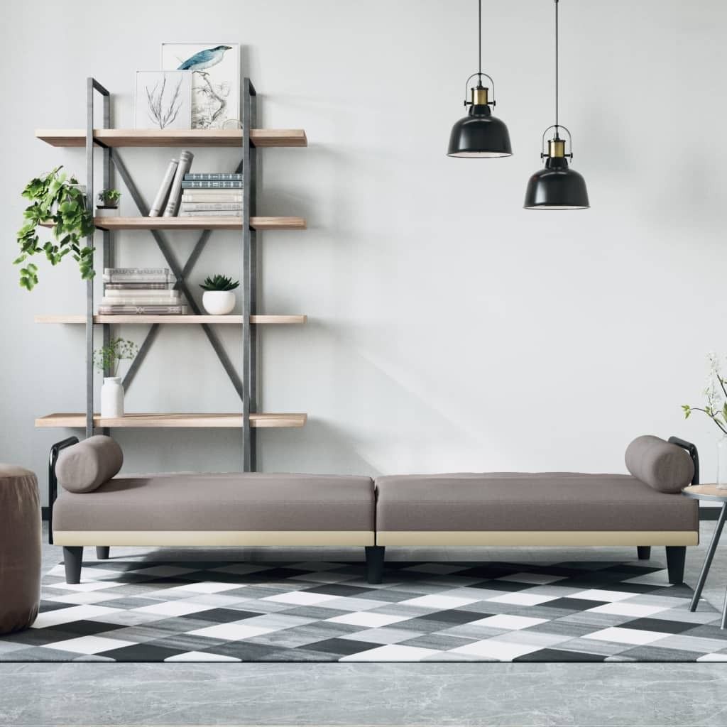 "im Sonderangebot"Schlafsofa - CLORIS - Bettsofa eleganten Design - mit Armlehnen Taupe Stoff - 205 x 89 x 70 cm - DEMöbel7267613