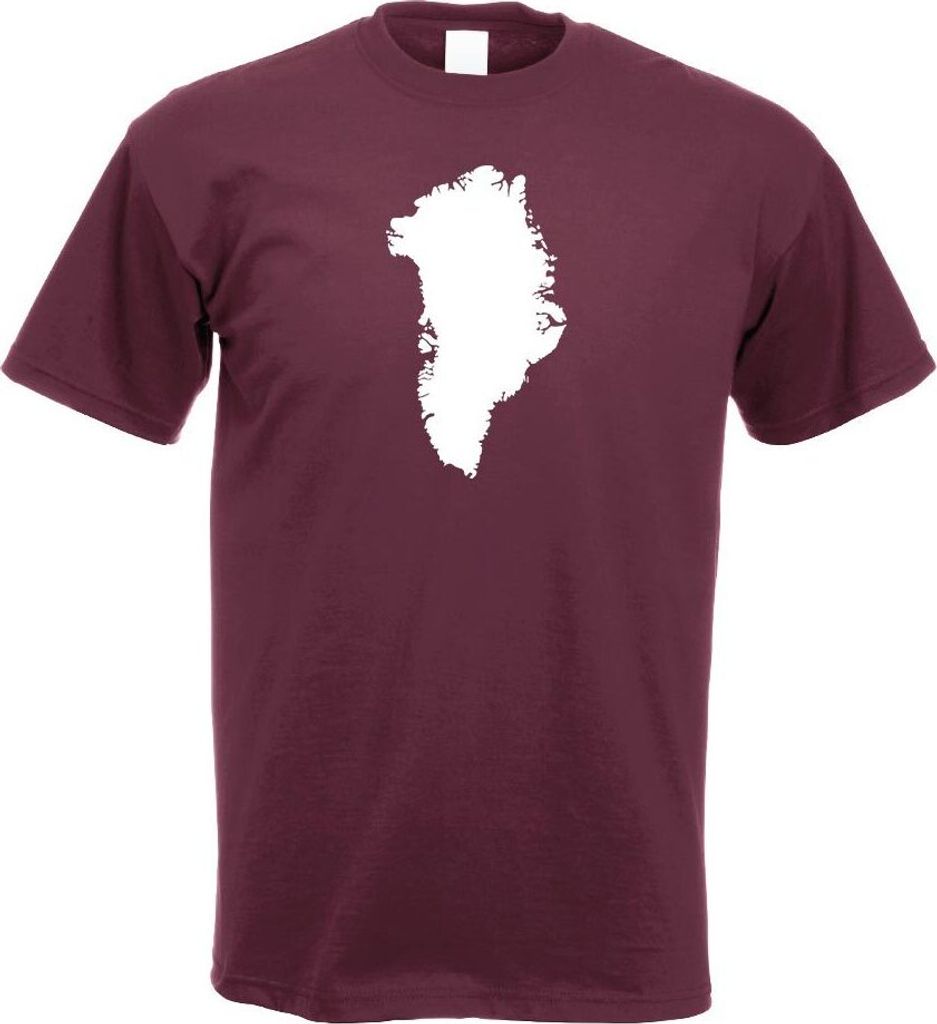 Kiwistar - T-Shirt - Burgund - Grönland - Nuuk Umriss Herren Funshirt Bedruckt Design Sprüche Spruch Motive - mit Motiv Bedruckt - Funshirt Desig...