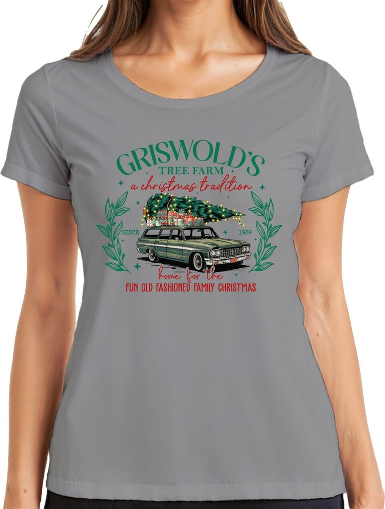 Griswold's Tree Farm Christmas Tradition - Weihnachten Xmas Damen T-Shirt, Grau, S