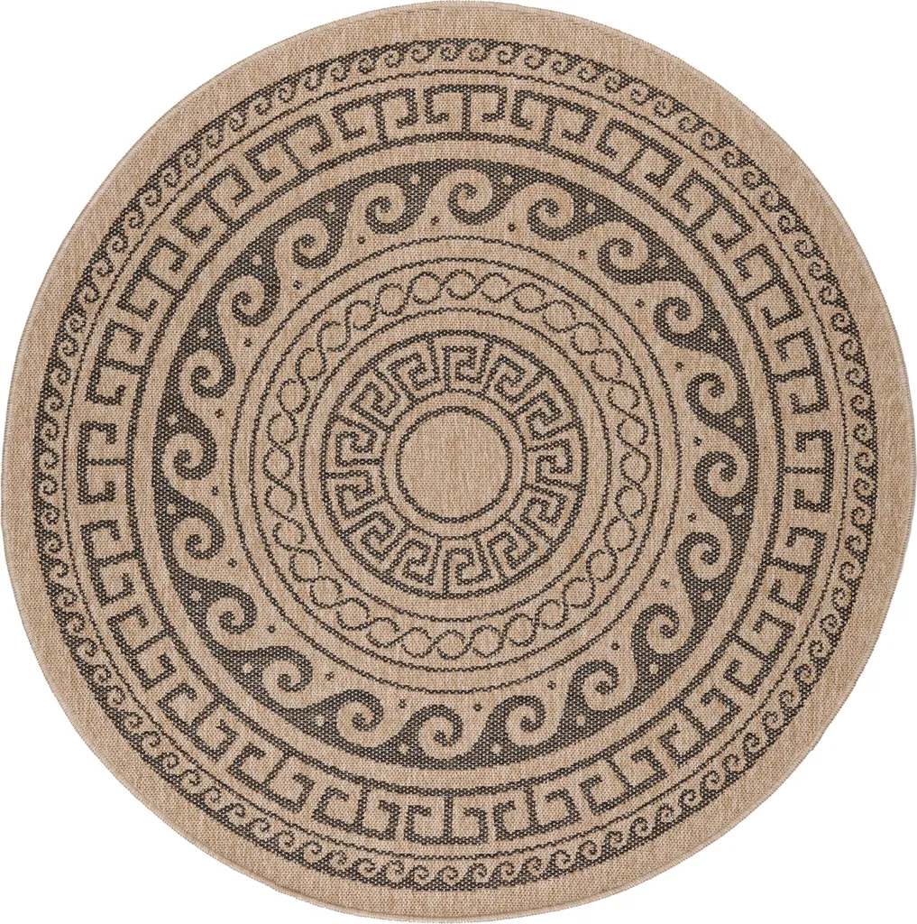 Tapis de Salon Rond 160 cm Aspect Naturel - Tissage Plat Intérieur Jardin