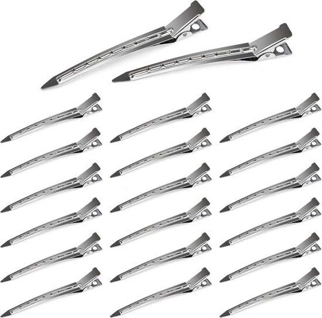 20 Stück Krokodillenhaarspeld, 2,5 Zoll gebogene Haarspeld, metallisch, salongeeignet, dickes Haar, Handarbeit, Accessoires (20 Stück, Silber)