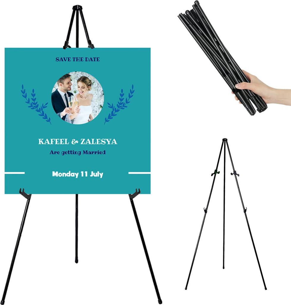 Metall -Staffelei mit tragbaren Beutelclips Klappstativen Einstellbare Höhe Easy Setup Collabsiblemals Leinwand Hochzeitsschild Poster Sofortstra...