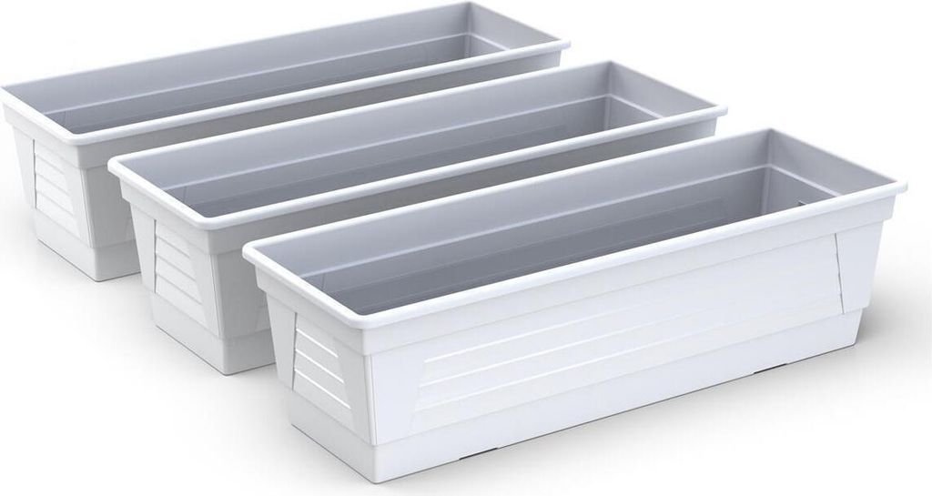 Plastard Blumenkasten 3er Set Weiss 80 cm Pflanzkasten Balkonkasten Pflanzkübel