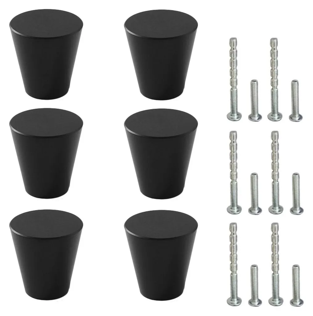 Petits boutons de porte pour buffets, ronds, finition noire