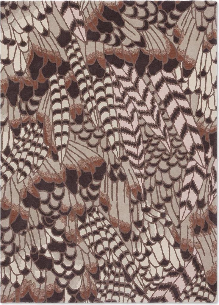 Handgefertigter Wohn- und Schlafzimmerteppich aus Wolle mit FEATHERS-Blumenmuster