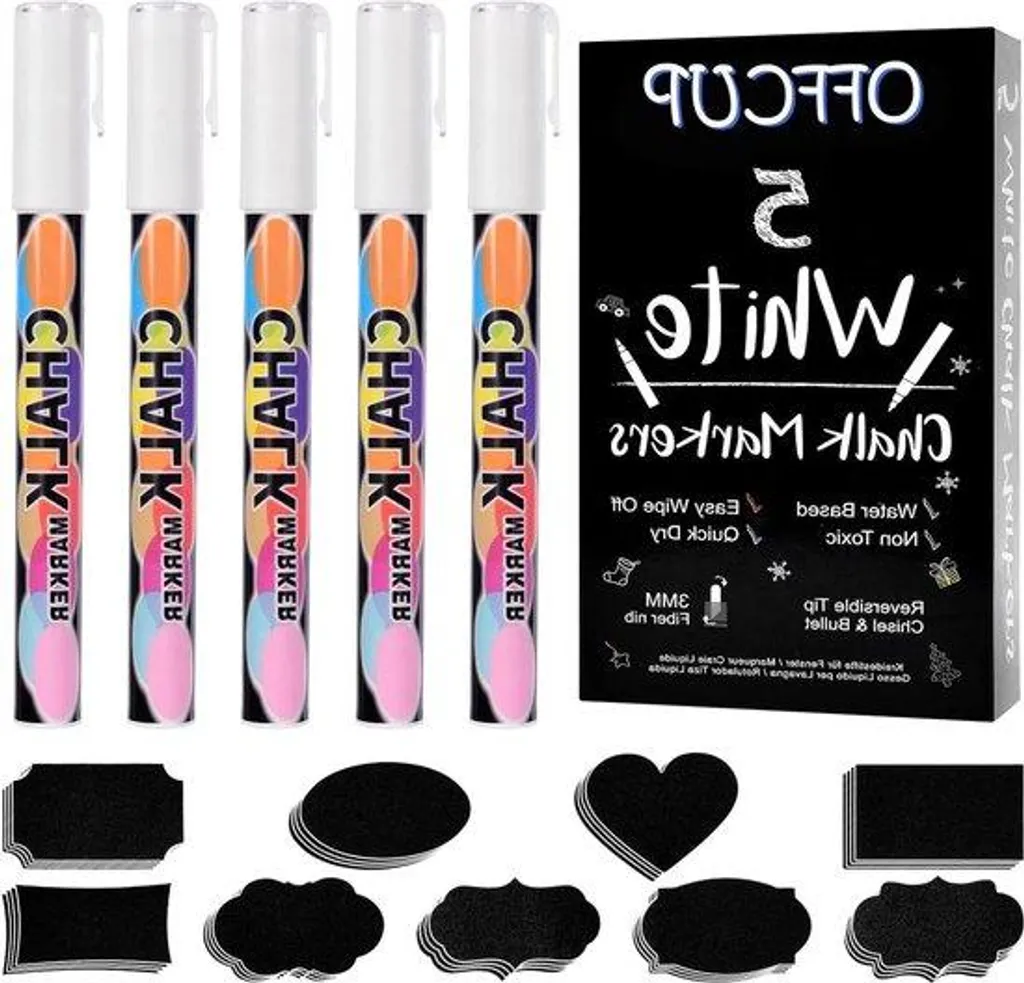Feutre craie liquide blanche 3mm pointe ogive pour ardoise et vitrine école