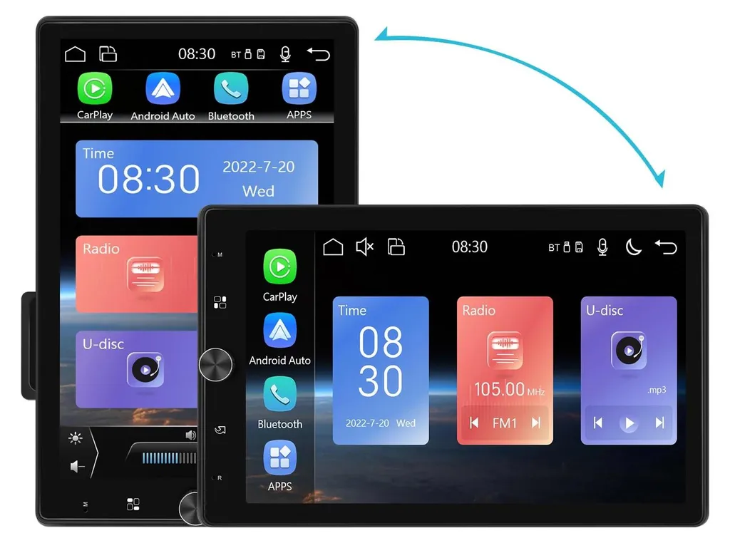 Autoradio Tactile 26,4 cm Résolution 1024x600 Puissance 4x45W Noir 1DIN
