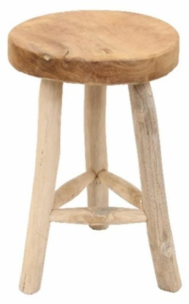 Holzhocker - D30 x H45 cm - natur - Teakholz - Sitzhocker - Produktbild 