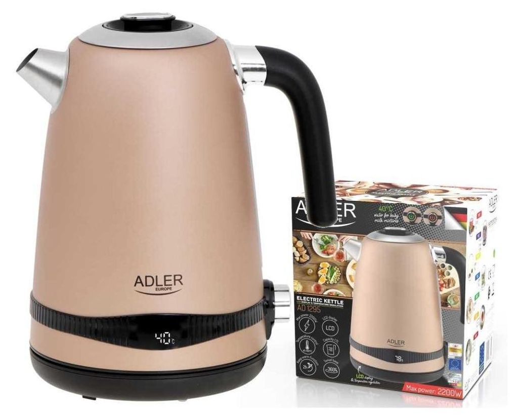 AD 1295 Gold 1,7L Metallwasserkocher mit LCD & Produktbild 