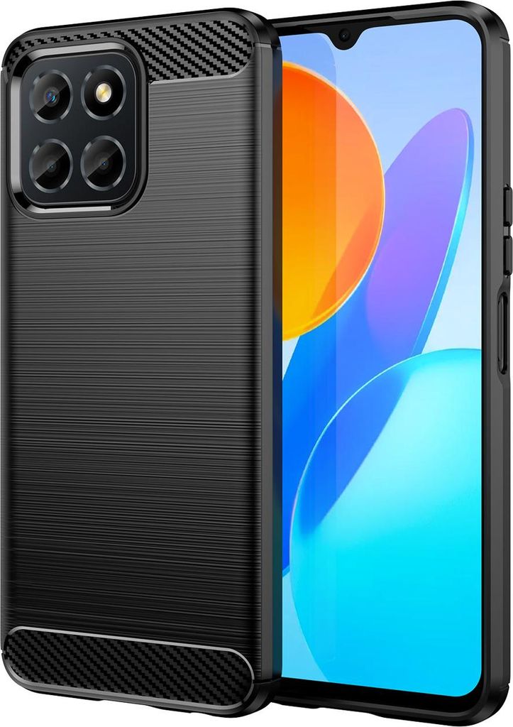 Carbon Case Hülle kompatibel mit Honor Magic 6 Lite flexible Silikon Carbon Hülle schwarz