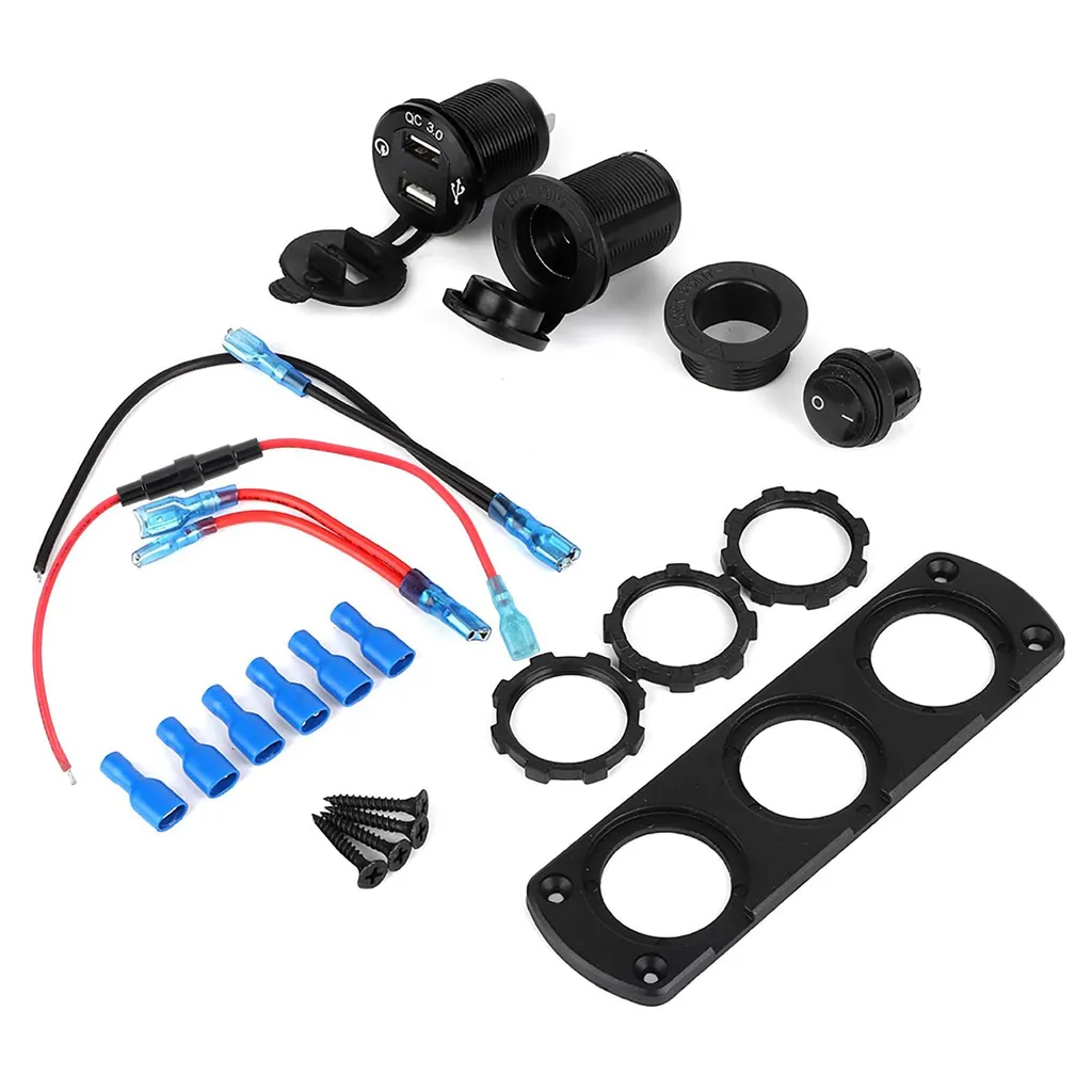 Presa 12V Marina Impermeabile con USB e Interruttore | LED Blu Notte