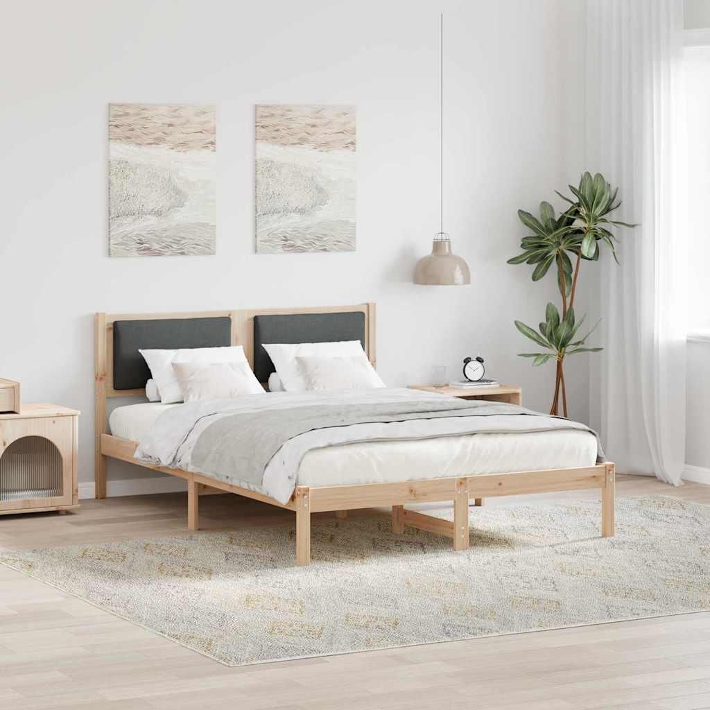 "Schlussverkauf" Doppelbett - Bettgestell 2 PLACES - Dunkelgrau 150x200 cm Massives Kiefernholz C5396