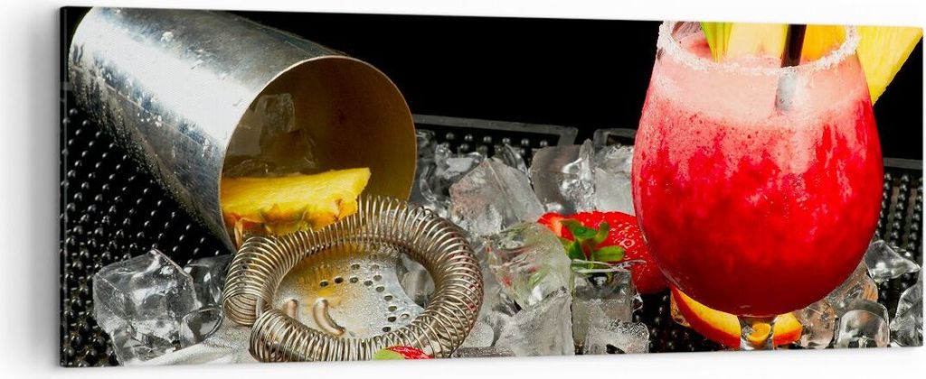 Bild auf Leinwand - Leinwandbild - Alkohol aperitif cocktail getränk - 140x50cm - Wand Bild - Wanddeko - Leinwanddruck - Bilder - Kunstdruck - Lei...