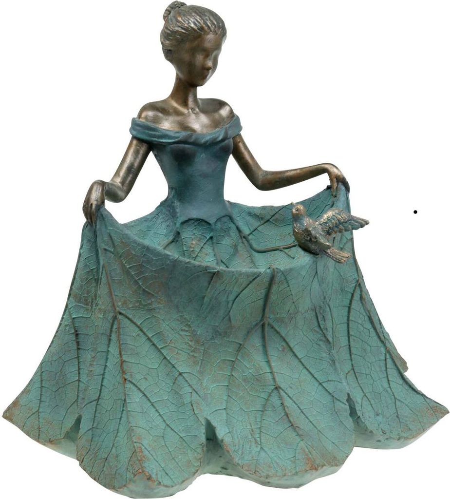 Vogeltränke Gartenfigur Mädchen Blütenkleid Deko Polyresin Produktbild 