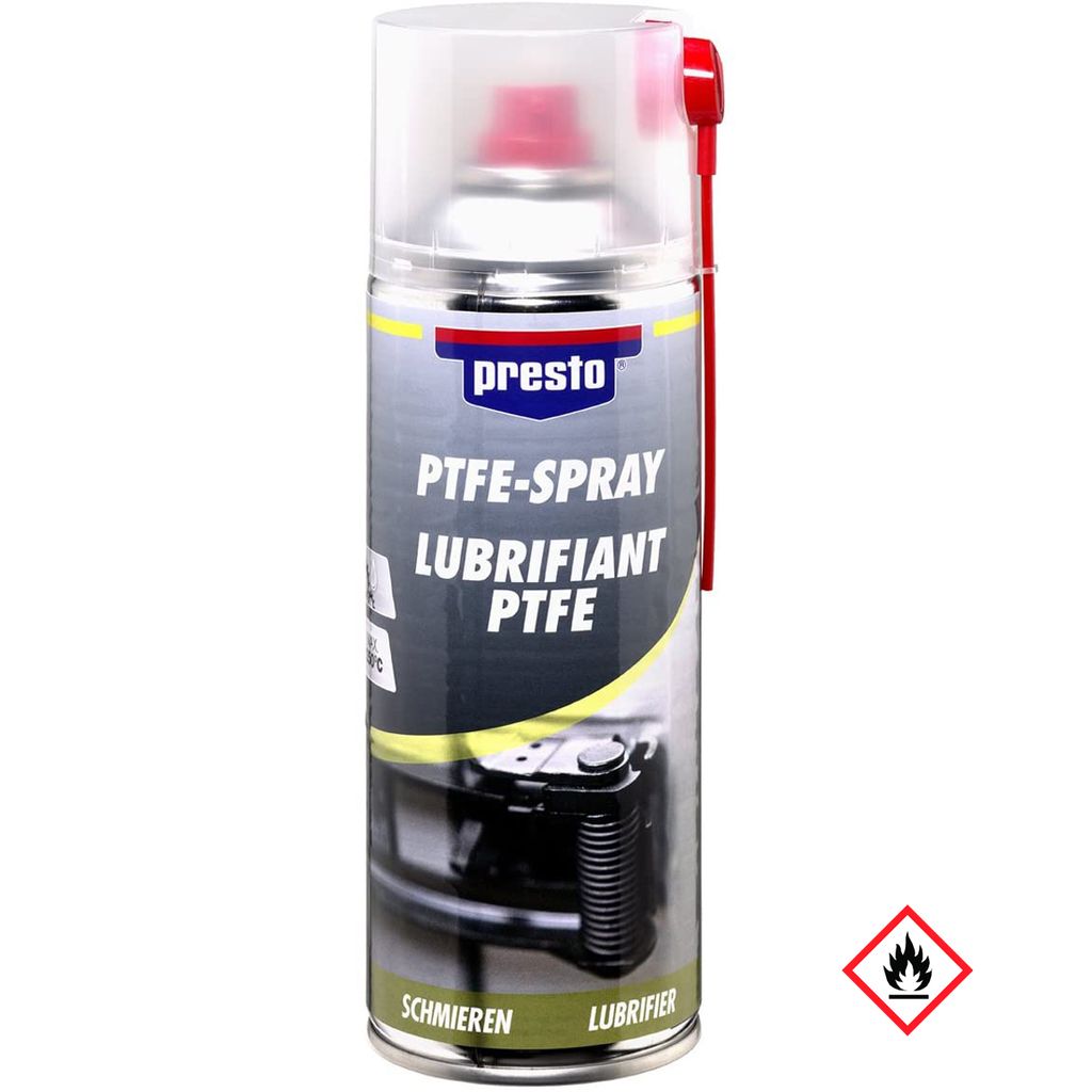 A can of Presto PTFE Teflonspray lubricant.