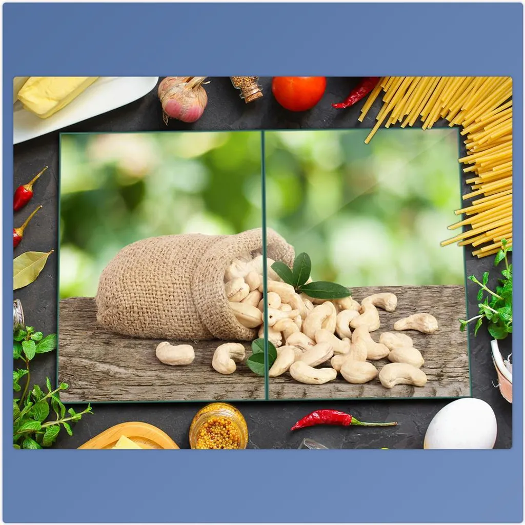 Decorwelt 2 Coprifuochi In Vetro Per Piani Cottura – Beige, 30x52 Cm, Multifunzione: Tagliere, Sottopentola, Paraspruzzi E Vassoio