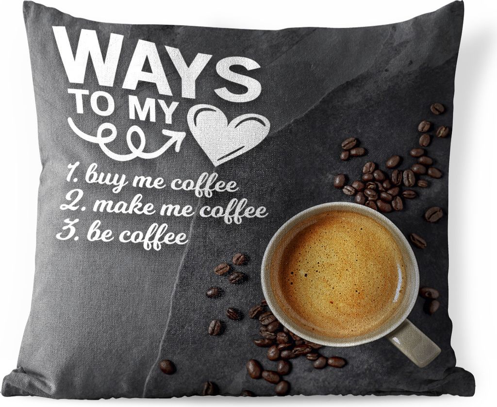 MuchoWow Outdoor Kissen - Wege zu meinem Herzen - Kaffee - Sprichwörter - Zitate - 40x40 cm - Wetterfest - Lounge Kissen - Kopfkissen - Interieu...