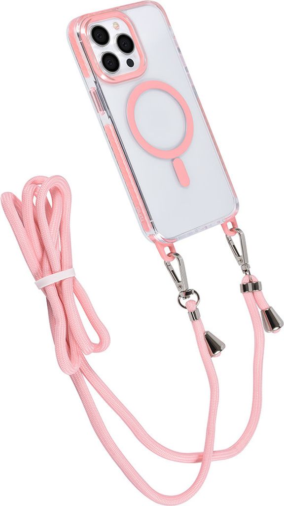 TUNIQ iPhone 15 Pro Max Back cover case - neck cord - magsafe - Pink